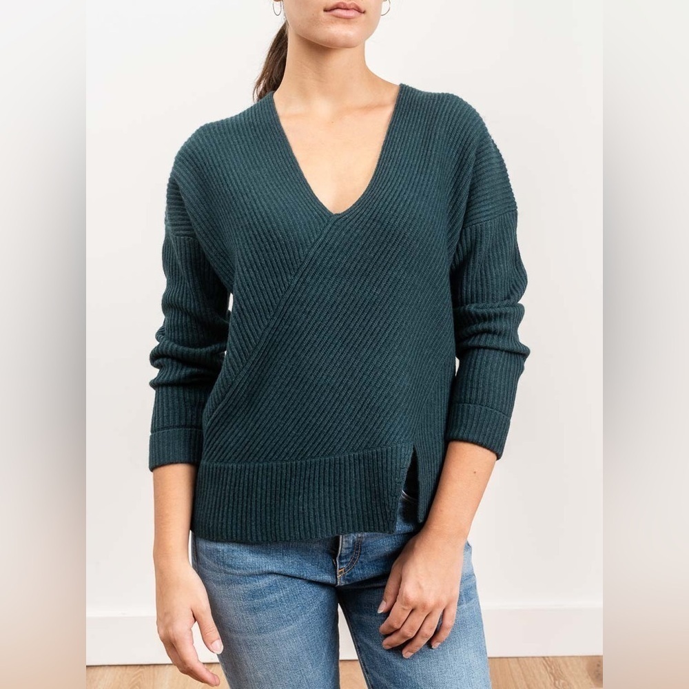 Brochu Walker small Aerin wool cashmere blend Off Shoulder ribbed Sweater